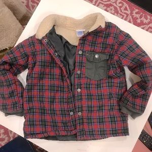 Nannette kids plaid tartan jacket size 5 red black